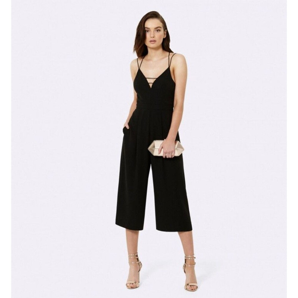 Forever New Sadie Double Strap Culotte Jumpsuit Size 8 Black